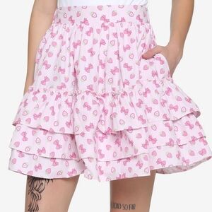 Hot Topic Strawberry and Bows Petticoat Skirt S
